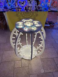 tavolino botte con rosone incastonato