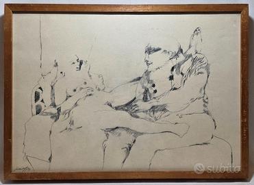 Jules Maidoff - Amanti 1979 Matita su Carta