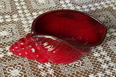 Svuotatasche Conchiglia in Ceramica Rossa Vintage