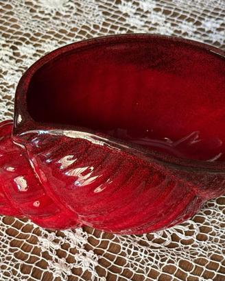 Svuotatasche Conchiglia in Ceramica Rossa Vintage