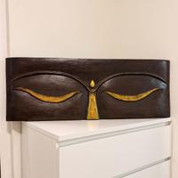 Pannello decorativo in legno con occhi di Buddha