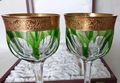 6 Calici Déco Cristallo Boemia MOSER bordo ORO 24K