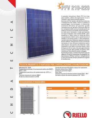 pannello fotovoltaico riello PFV 220