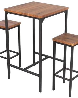 Viareggio set tavolo quadrato alto e 2 sgabelli