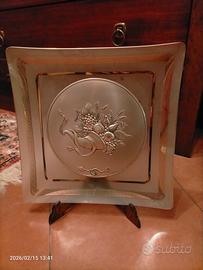 piatto ornamentale con placca in argento 925