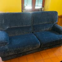 Divano 3 posti in vellutino blu NUOVO, MAI USATO!