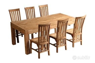 Set teak massiccio – Tavolo+ 6 sedie - come nuovo