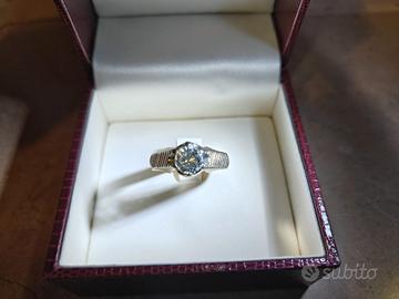 anello in oro bianco e diamante 1ct