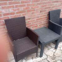 Tris da giardino in rattan