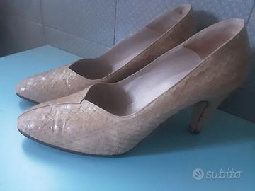Vintage Scarpe in puro pitone beige