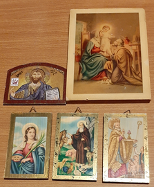 5 Quadretti di santini bordi dorati immagini sacre