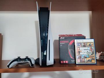 Play station 5 + joystick + GTA V + cuffie gaming 