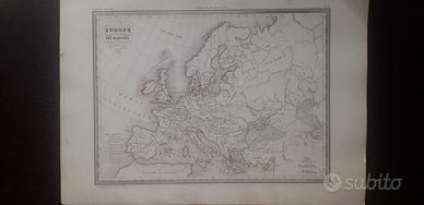 Carta geografica dell'Ottocento 