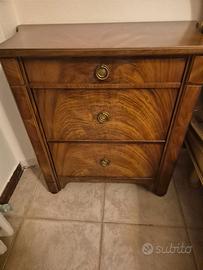 Coppia Comodini noce stile impero 3 cassetti