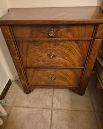 Coppia Comodini noce stile impero 3 cassetti
