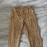 Pantaloni oro brillantinato M