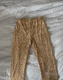 Pantaloni oro brillantinato M