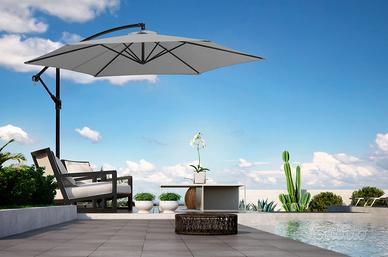 Ombrellone decentrato grigio chiaro