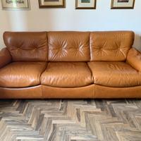 Divano vintage pelle e 2 poltrone stile Busnelli