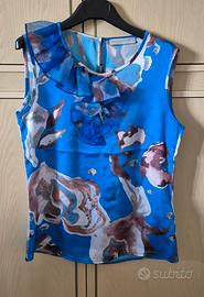 Rinascimento blusa con volant taglia S blu 