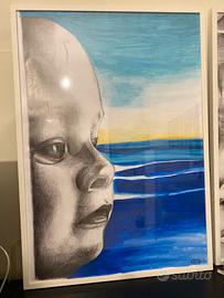 Quadro a matita e pastelli a cera “Orizzonti”