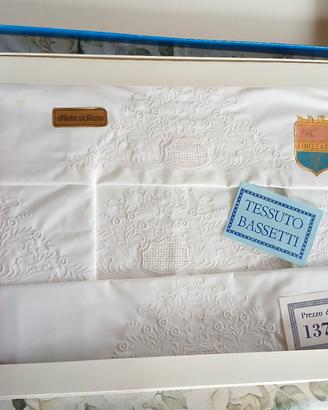 Parure con lenzuolo e federe sfilato siciliano 