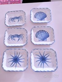 Set 6 piatti piani Ceramica Due Torri vintage