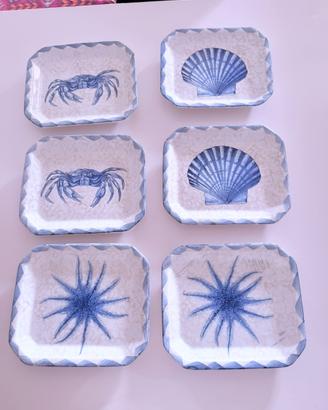Set 6 piatti piani Ceramica Due Torri vintage