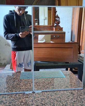 Mobiletto Pensile da Bagno Bianco con Ante Specchi