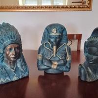 3 busti: Capo indiano, il Faraone e la Dea indiana