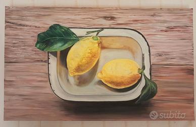 Dipinto a olio su tela  30 x 50 cm "limoni "