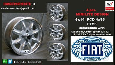 Cerchi Minilite 6x14 14 pollici 4x98 et23 fiat