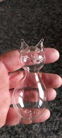 Piccolo gatto in vetro 10 cm Vintage molto vecchio