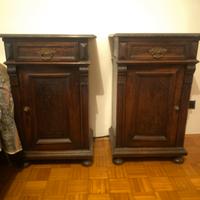 Coppia 2 comodini antichi noce marmo comodino casa