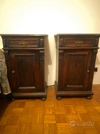 Coppia 2 comodini antichi noce marmo comodino casa