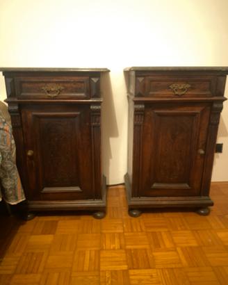 Coppia 2 comodini antichi noce marmo comodino casa