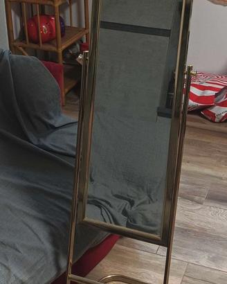 Specchio da terra orientabile stile vintage dorato