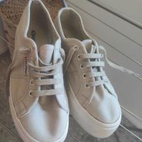 scarpe Superga beige con zeppa, 38