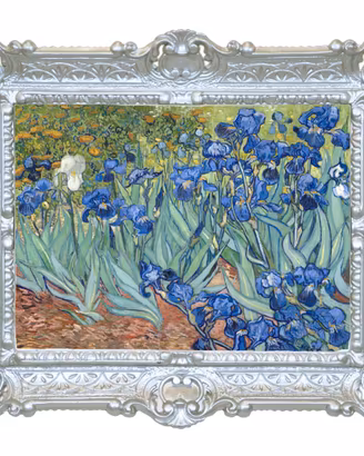 STAMPA IRIS DI VAN GOGH CORNICE BAROCCA CM 45X55