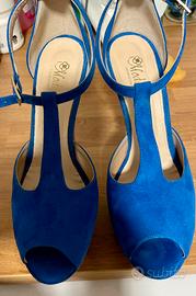 Sandalo tacco 12 blu elettrico tg 37
