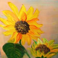 Quadro grande girasoli olio su tela