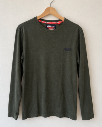 Maglia uomo Superdry maniche lunghe verde taglia L