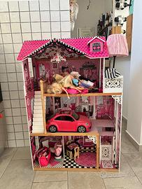 Casa delle bambole + camper + auto di barbie