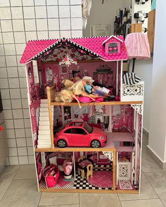Casa delle bambole + camper + auto di barbie