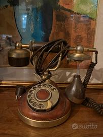 Telefono vintage pelle e legno