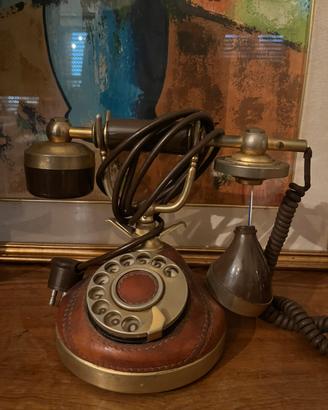 Telefono vintage pelle e legno
