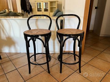 Set 2 sgabelli in legnon e paglia di Vienna