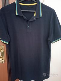 t-shirt polo blu manica corta
