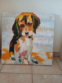 quadro pitturato con immagine cane