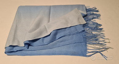 Pashmina misto cashmere seta azzurra sfumata 185x6